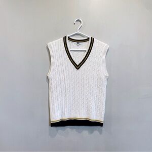 Uniqlo Ivory Knit Vest with Black and Yellow Accents